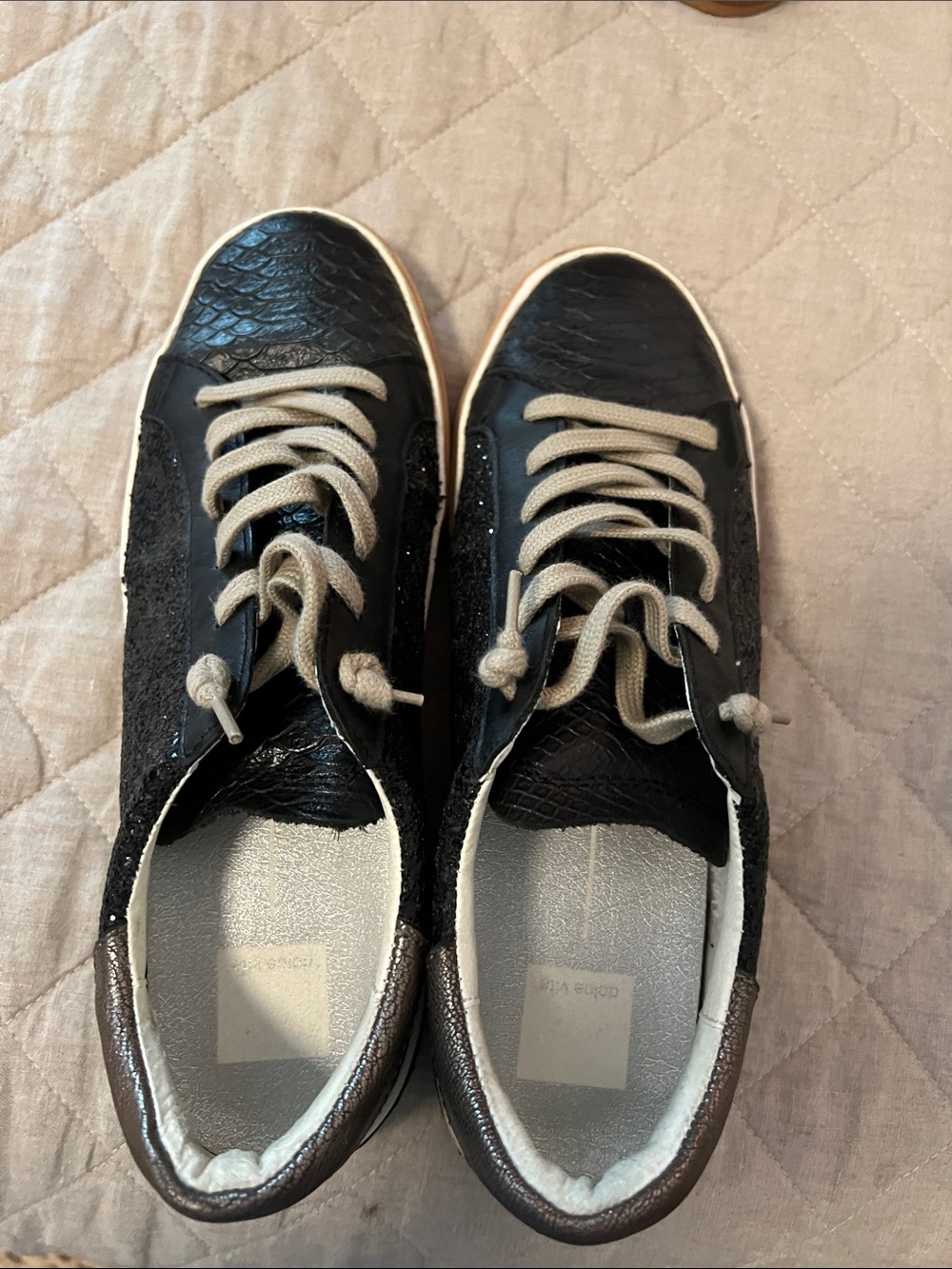 Dolce Vita Black and Silver Low-Top Sneakers